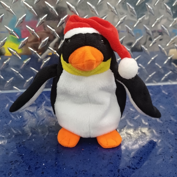 •Vintage TY Beanie Babies Baby Retired RARE 1998 Zero Penguin Santa Hat - Picture 2 of 9